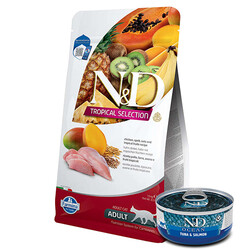 N&D (Naturel&Delicious) - ND Tropical Selection Tavuklu ve Meyveli Kedi Maması 1,5 Kg + ND Ocean 70 Gr Yaş Mama