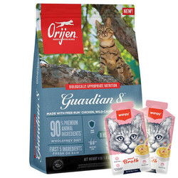 Orijen - Orijen Guardian 8 Yetişkin Kedi Maması 1,8 Kg + 2 Adet Wanpy Çorba 50 Gr