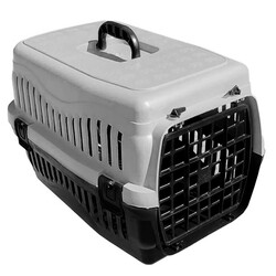 Diğer / Other - Kedi ve Köpek Plastik Taşıma Kafesi Gri (48,5x32x32 Cm)