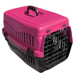 Kedi ve Köpek Plastik Taşıma Kafesi Pembe (48,5x32x32 Cm) - Thumbnail