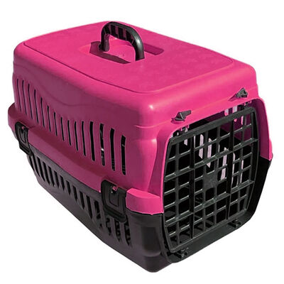 Kedi ve Köpek Plastik Taşıma Kafesi Pembe (48,5x32x32 Cm)
