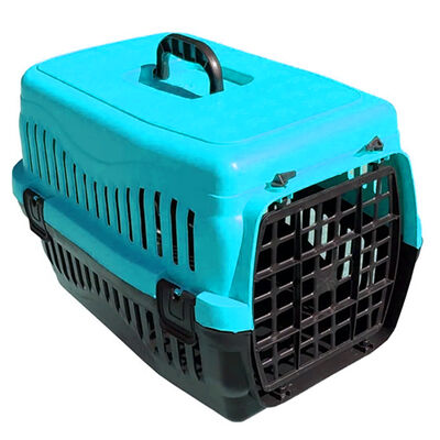 Kedi ve Köpek Plastik Taşıma Kafesi Turkuaz (48,5x32x32 Cm)