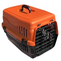Diğer / Other - Kedi ve Köpek Plastik Taşıma Kafesi Turuncu (48,5x32x32 Cm)
