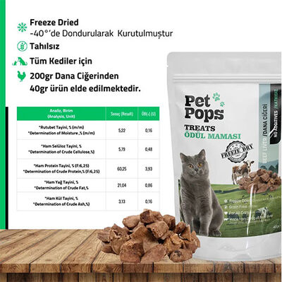 Pet Pops Freeze Dry Dana Ciğeri Kedi Ödülü 40 Gr