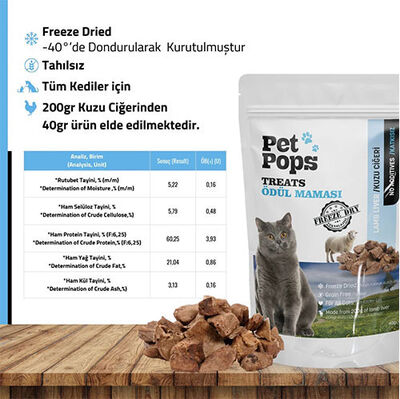 Pet Pops Freeze Dry Kuzu Ciğeri Kedi Ödülü 40 Gr