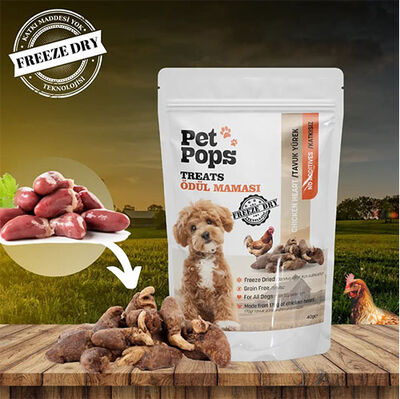 Pet Pops Freeze Dry Tavuk Yüreği Köpek Ödülü 40 Gr