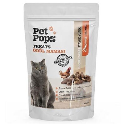 Pet Pops Freeze Dry Tavuk ve Yürekli Kedi Ödülü 40 Gr