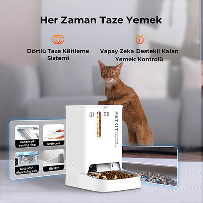 Petkit Yumshare Dualhopper Kameralı Çift Hazneli Akıllı Mama Kabı 5 Lt - Beyaz