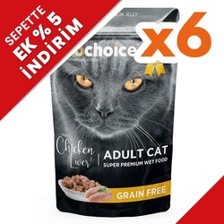 Pro Choice - Pro Choice Pouch Jöle İçinde Tavuklu ve Ciğerli Tahılsız Yaş Kedi Maması 85 Gr x 6 Adet