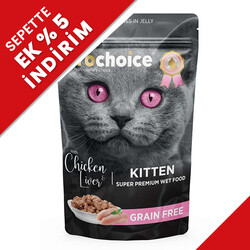 Pro Choice - Pro Choice Pouch Kitten Jöle İçinde Tavuklu ve Ciğerli Tahılsız Yaş Yavru Kedi Maması 85 Gr