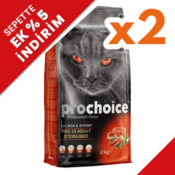 Pro Choice - Pro Choice Pro33 Kısırlaştırılmış Somonlu Kedi Maması 2 Kg x 2 Adet