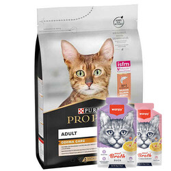 Pro Plan - Pro Plan Derma Care Hassas Deri Somonlu Yetişkin Kedi Maması 3 Kg + 2 Adet Wanpy 50 Gr Kedi Çorbası