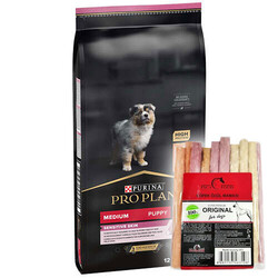 Pro Plan - Pro Plan Medium Orta Irk Somonlu Yavru Köpek Maması 12 Kg + Esca Food 25li Munch Sticks