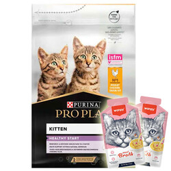 Pro Plan - Pro Plan Kitten Tavuk Etli Yavru Kedi Maması 3 Kg + 2 Adet Wanpy Çorba 50 Gr