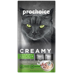 Pro Choice - Prochoice Creamy Tavuklu, Keçi Sütlü ve İstiridyeli Krema Sıvı Kedi Ödülü 4 x 15 Gr