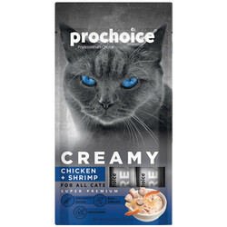 Pro Choice - Prochoice Creamy Tavuklu ve Karidesli Krema Sıvı Kedi Ödülü 4 x 15 Gr