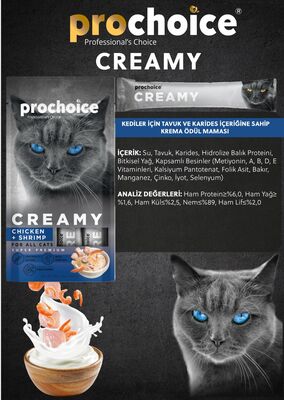 Prochoice Creamy Tavuklu ve Karidesli Krema Sıvı Kedi Ödülü 4 x 15 Gr