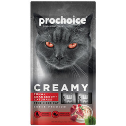 Pro Choice - Prochoice Creamy Ton Balığı, Kızılcık ve Kedi Otlu Krema Sıvı Kedi Ödülü 4 x 15 Gr