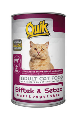 Quik Adult Biftek ve Sebzeli Yetişkin Kedi Konservesi 415 Gr