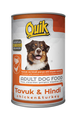 Quik Adult Tavuk ve Hindi Etli Yetişkin Köpek Konservesi 415 Gr