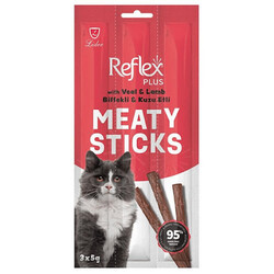 Reflex - Reflex Cat Stick Biftek ve Kuzu Etli Tahılsız Kedi Ödül Çubukları 5 Gr x 3 Stick