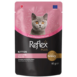 Reflex - Reflex Plus Kitten Pouch Gravy Kuzu Etli Soslu Yavru Kedi Yaş Maması 85 Gr