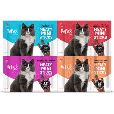 Reflex Plus Meaty Mini Sticks Mix 4 Çeşit Karışık Çubuk Kedi Ödülleri 2 Gr x 20 Sticks