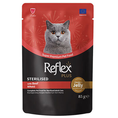 Reflex Plus Sterilised Pouch Jelly Biftekli Kısırlaştırılmış Kedi Yaş Maması 85 Gr