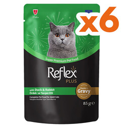 Reflex - Reflex Plus Pouch Gravy Ördek ve Tavşan Soslu Kedi Yaş Maması 85 Gr x 6 Adet