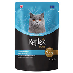 Reflex - Reflex Plus Pouch Gravy Beyaz Balıklı Soslu Kedi Yaş Maması 85 Gr