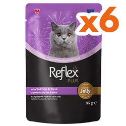 Reflex - Reflex Plus Pouch Jelly Ton ve Somonlu Jöleli Kedi Yaş Maması 85 Gr x 6 Adet