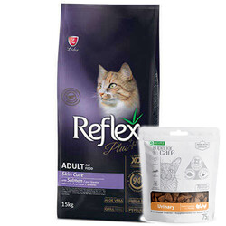 Reflex - Reflex Plus Skin Care Somon Deri ve Tüy Sağlığı Kedi Maması 15 Kg + Natures Protection Kedi Ödülü