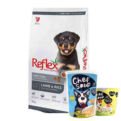 Reflex - Reflex Puppy Kuzu Etli Yavru Köpek Maması 3 Kg + 2 Adet Chef Soup Çorba Ödül