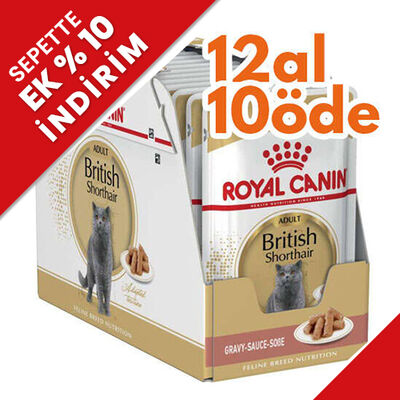 Royal Canin Pouch British Shorthair Irkına Özel Yaş Kedi Maması 85 Gr - BOX - 12 Al 10 Öde