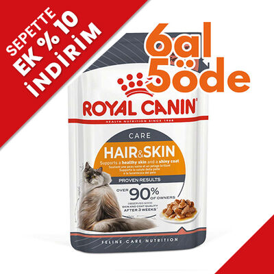 Royal Canin Pouch Gravy Hair Skin Hassas Tüylü Kedi Maması 85 Gr - 6 Al 5 Öde