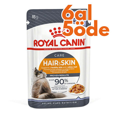 Royal Canin Pouch Jelly Hair Skin Hassas Tüylü Kedi Maması 85 Gr - 6 Al 5 Öde