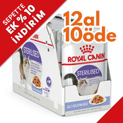 Royal Canin Pouch Jelly Sterilised Kısırlaştırılmış Yaş Kedi Maması 85 Gr - BOX - 12 Al 10 Öde