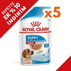 Royal Canin - Royal Canin Medium Puppy Gravy Köpek Yaş Maması 140 Gr x 5 Adet