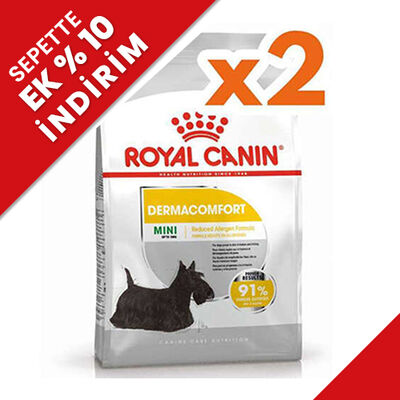 Royal Canin Mini Dermacomfort Küçük Irk Hassas Köpek Maması 3 Kg x 2 Adet + Temizlik Mendili