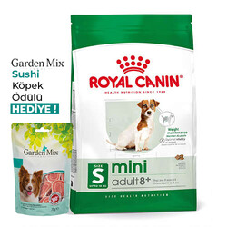 Royal Canin - Royal Canin Mini Adult +8 Küçük Irk Yaşlı Köpek Maması 2 Kg + Garden Mix Sushi Köpek Ödülü