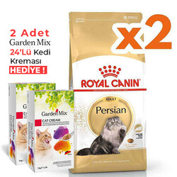 Royal Canin - Royal Canin Persian İran Kedi Irk Maması 10 Kg x 2 Adet + Garden Mix 24Lü Kedi Kreması