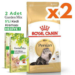 Royal Canin - Royal Canin Persian İran Kedilerine Özel Mama 2 Kg x 2 Adet + Garden Mix 5Li Kedi Kreması 