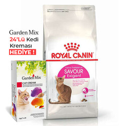 Royal Canin - Royal Canin Savour Exigent Seçici Kedi Maması 10 Kg + Garden Mix 24Lü Kedi Kreması