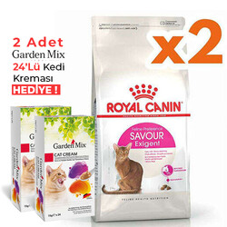 Royal Canin - Royal Canin Savour Exigent Seçici Kedi Maması 10 Kg x 2 Adet + Garden Mix 24Lü Kedi Kreması