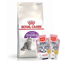 Royal Canin - Royal Canin Sensible Hassas Kedi Maması 4 Kg + 2 Adet Wanpy Çorba 50 Gr