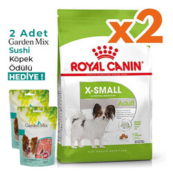 Royal Canin - Royal Canin X-Small Küçük Irk Köpek Maması 1,5 Kg x 2 Adet + Garden Mix Sushi Köpek Ödülü