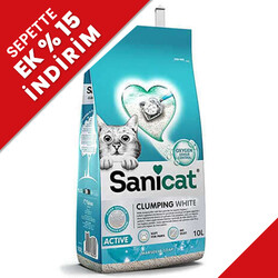 SaniCat - SaniCat Aktive ( Active ) Oksijenli Dezanfektan İnce Taneli Doğal Kedi Kumu 10 Lt