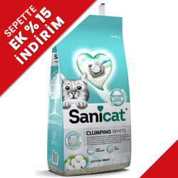 SaniCat - Sanicat Clumping White Cotton Fresh Oksijen Kontrol Kedi Kumu 10 Lt