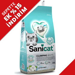 SaniCat - Sanicat Clumping White Cotton Fresh Oksijen Kontrol Kedi Kumu 20 Lt