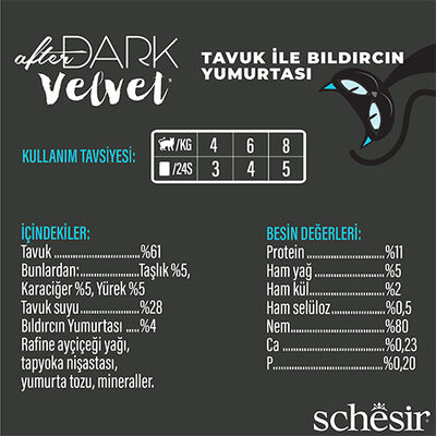 Schesir After Dark Velvet Mousse Tavuk ve Bıldırcın Yumurtalı Kedi Yaş Maması 80 Gr